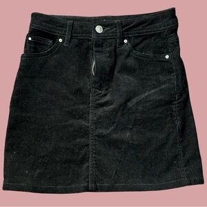 H&M Divided Black Corduroy Mini Skirt Size 0 US EUR 32 High Waist Casual